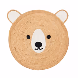 Tapis enfant forme de tête d'ours - tapis en jute tissé à la main