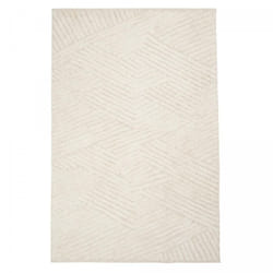 Tapis salon et chambre en coton 120x170 beige fait main motif faux uni COTCOLO