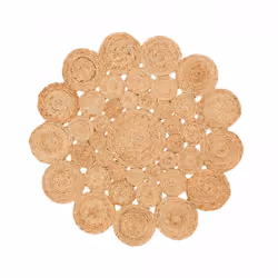 Tapis rond en jute - Tissé à la main - Asptec "Dentelle"