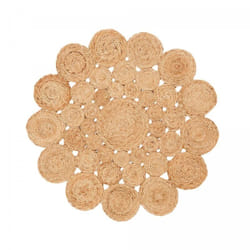 Tapis rond en jute - Tissé à la main - Asptec "Dentelle"