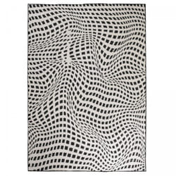 Dezenco - Tapis extérieur, kilim reversible EX1 tridim 160x230 noir et blanc