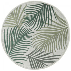 Dezenco - Tapis extérieur kilim Ø160cm vert et vert clair rond greenleaf