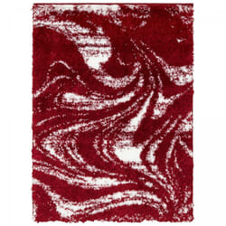Tapis shaggy 120x160 rouge et blanc tissé rectangle motif abstrait ember 3