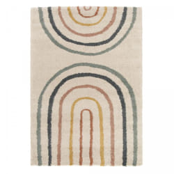 Unamourdetapis - Tapis shaggy 80x150 bleu et beige tissé rectangle motif géométrique aurora 4
