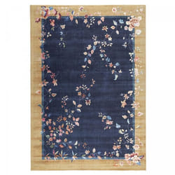 tapis salle à manger 160x230 tissé beige et bleu rectangle motif floral VIVACE 7