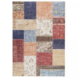 Tapis salon et chambre 200x290 beige et bleu tissé motif géométrique vivace 9