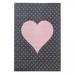Dezenco - Tapis enfant tissé 80x150 rose et gris rectangle pinkar