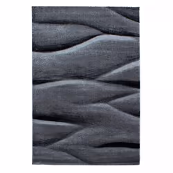 Tapis entrée 80x150 tissé noir rectangle motif géométrique NINI