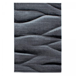 Tapis entrée 80x150 tissé noir rectangle motif géométrique NINI