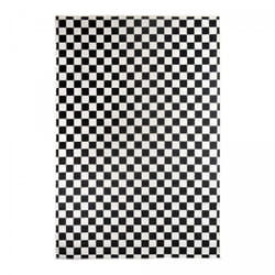 Dezenco - Tapis extérieur, kilim reversible motif damier LYN2 x reversible 120x170 noir et blanc