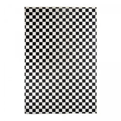 Tapis extérieur, kilim reversible 160x230 motif damier EX1 DALMA noir et blanc