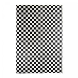 Tapis extérieur kilim reversible 200x290 motif damier LYN2 X REVERSIBLE noir et blanc