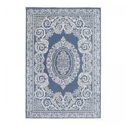 Tapis extérieur, kilim reversible 160x230 EX1 BORI bleu et blanc