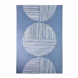 Tapis extérieur, kilim reversible 160x230 EX1 TUM bleu et crème