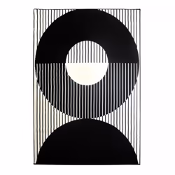 Tapis salon 160x225 tissé noir et blanc rectangle motif géométrique JOKU