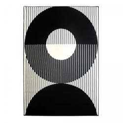 Tapis salon 160x225 tissé noir et blanc rectangle motif géométrique JOKU