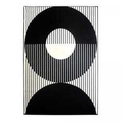 Tapis salon 200x290 tissé noir et blanc rectangle motif géométrique JOKU