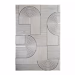 Tapis salon 160x225 tissé crème rectangle motif géométrique PINI
