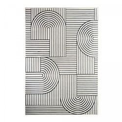 Tapis salon 160x225 tissé crème rectangle motif géométrique PINI