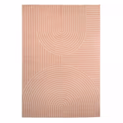 Tapis chambre 80x150 tissé rose rectangle motif géométrique COTU