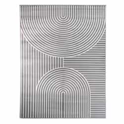 Tapis salon 120x170 tissé gris rectangle motif géométrique COTU