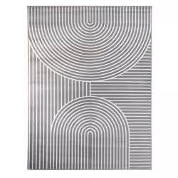 Tapis salon 160x225 tissé gris rectangle motif géométrique COTU