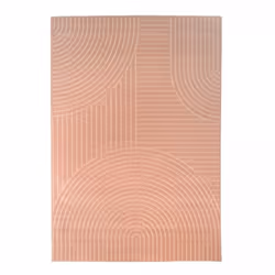Tapis salon 160x225 tissé rose rectangle motif géométrique SUDU