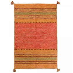 Tapis Kilim BUVO tissé à la main en coton - orange