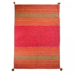 Tapis Kilim BUVO tissé à la main en coton - rouge