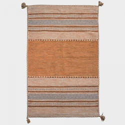 Tapis Kilim BUVO tissé à la main en coton - marron