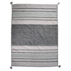 Tapis Kilim BUVO tissé à la main en coton - gris