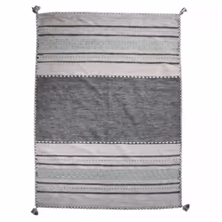 Tapis Kilim BUVO tissé à la main en coton - gris