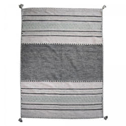 Tapis Kilim BUVO tissé à la main en coton - gris