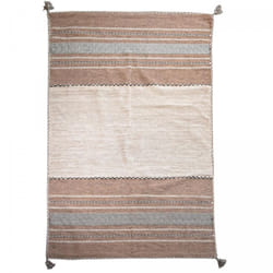 Jadorel - Tapis kilim fait main en coton 80x150 beige et marron rectangle motif ethnique