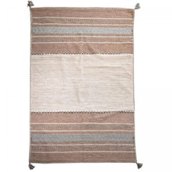 Tapis Kilim BUVO tissé à la main en coton - beige