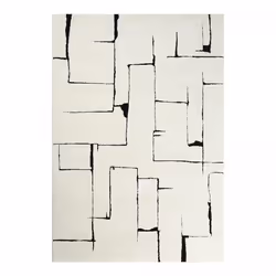 Tapis FOCA - motif géometrique relief - crème et noir