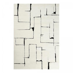 Tapis FOCA - motif géometrique relief - crème et noir