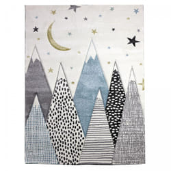 Jadorel - Tapis enfant tissé 80x150 gris et bleu rectangle snowsky