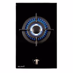 BELDEKO - Plaque Gaz verre noir - 1 Feu - encastrable - double couronne