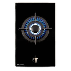 BELDEKO - Plaque Gaz verre noir - 1 Feu - encastrable - double couronne