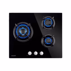 BELDEKO - Plaque de cuisson 3 ZONES VERRE NOIR - GAZ BOUTEILLE