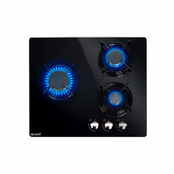 Beldeko TG3V-149, Noir, Intégré, 60 cm, Gaz, Verre, 3 zone(s)