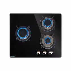 Beldeko TG3V-148, Noir, Métallique, Intégré, 60 cm, Gaz, Verre, 3 zone(s)