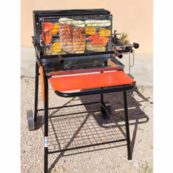 Le barbecue à cuisson vertical Raymond permet une cuisson saine et sans flamme de votre viande. Déposez vos viandes sur la pl ...