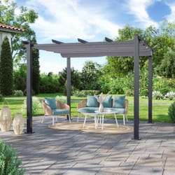 Avril Paris - Tonnelle/Pergola aluminium 3x3m toile coulissante rétractable - Gris Anthracite - hero