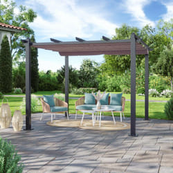 Avril Paris - Tonnelle/Pergola aluminium 3x3m toile coulissante rétractable - Gris Taupe - hero