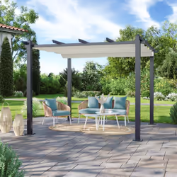 DESCRIPTIF PRODUIT La tonnelle/pergola FIRA esthétique et moderne convient très bien au moyen ou grand espaces. Accueillante ...