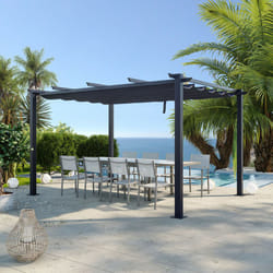 Avril Paris - Tonnelle/Pergola aluminium 3x4m toile coulissante rétractable - Gris - ohio xl