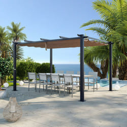 Avril Paris - Tonnelle/Pergola aluminium 3x4m toile coulissante rétractable - Gris / Taupe - ohio xl