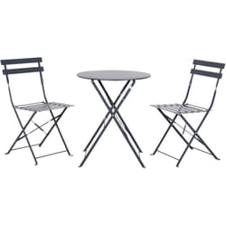 Table et chaises pliantes bistrot balcon terrasse - 2 places - Anthracite - flore